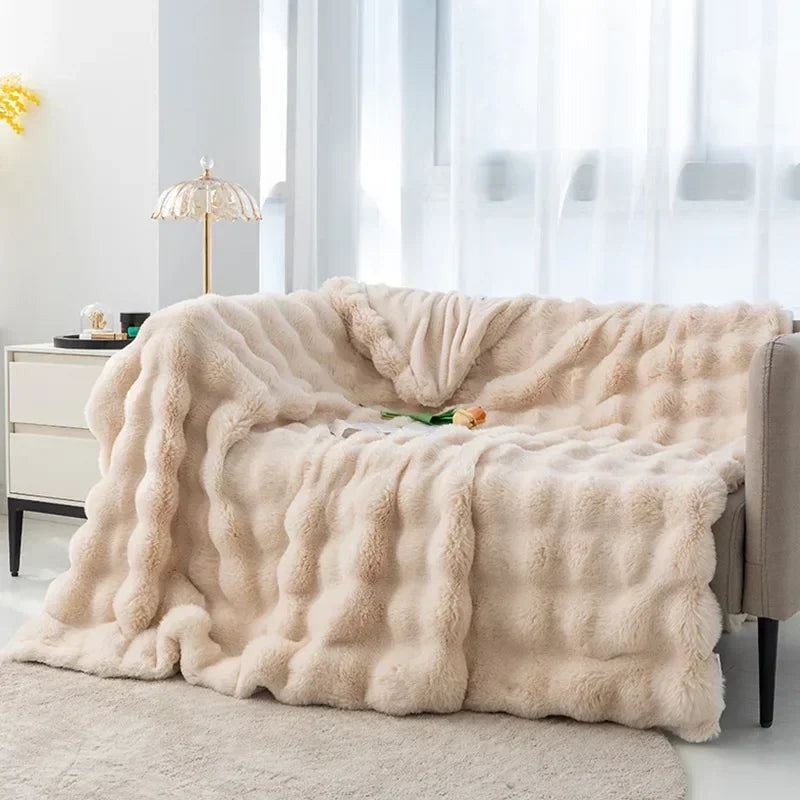Plush Faux Fur Throw Blanket, Winter Warmth