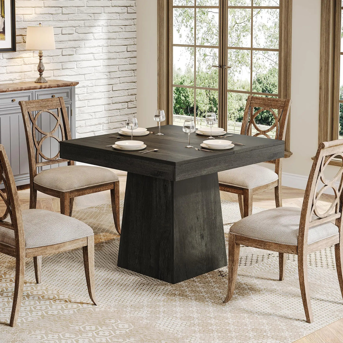 Square Farmhouse Dining Table for 4