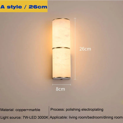 Marble and Copper LED Wall Sconce, Gold