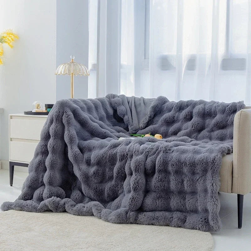 Plush Faux Fur Throw Blanket, Winter Warmth