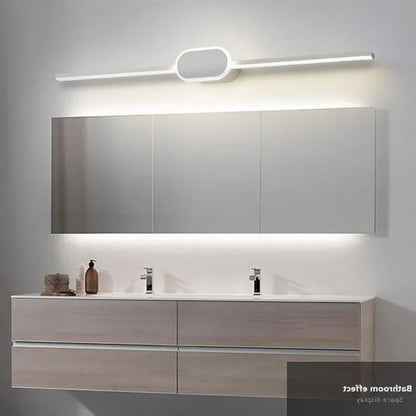 LED wall light mounted above a bathroom mirror
