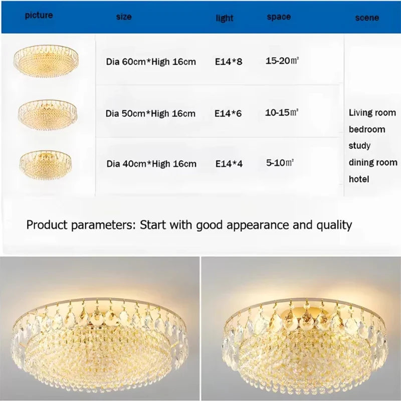 Crystal LED Ceiling Chandelier, Gold