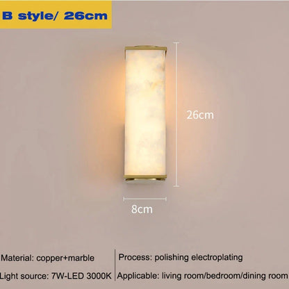 Marble and Copper LED Wall Sconce, Gold