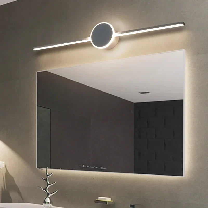 Bathroom LED wall light shown in black finish