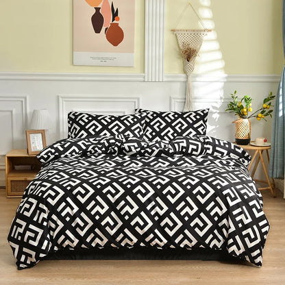 Black and White Duvet Cover Set with Pillowcases