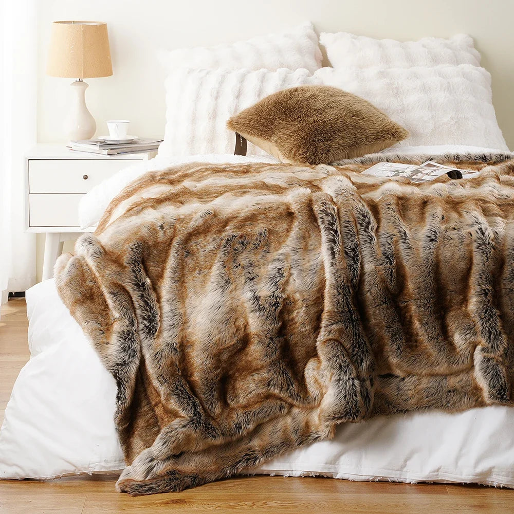 Soft Faux Fur Throw Blanket, 3 Colors