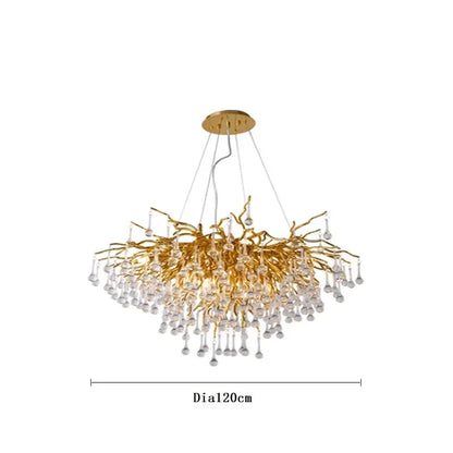 Crystal ceiling chandelier shown at an angle against a plain background