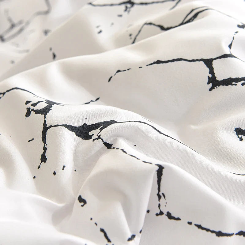 Black and white duvet cover set folded flat