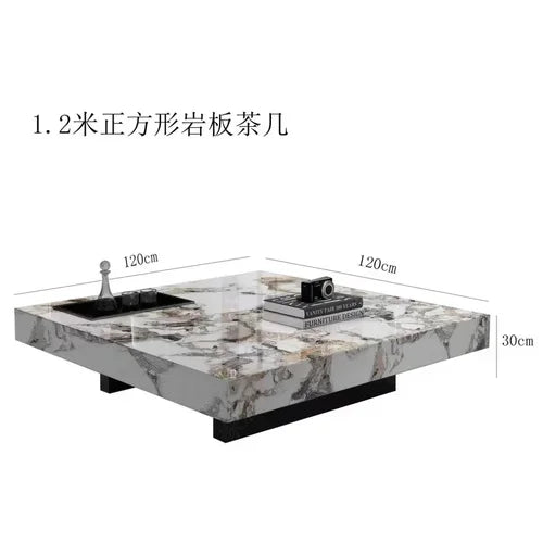 Marble Top Coffee Table, Stainless Steel Base