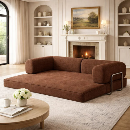 L Shape Sectional Sofa, Cream White Cloud Design