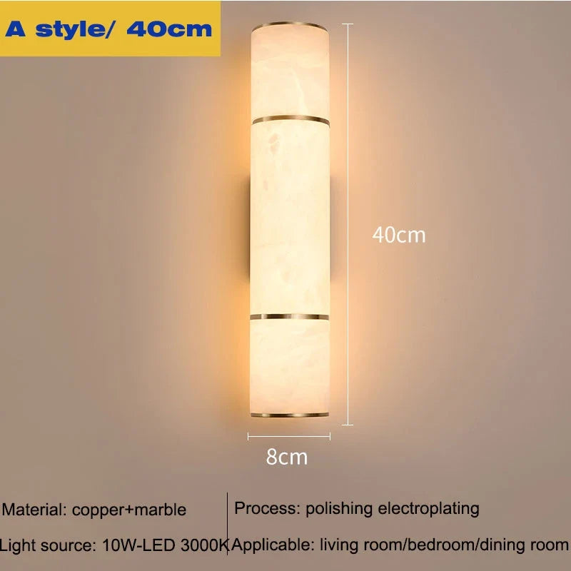Marble and Copper LED Wall Sconce, Gold