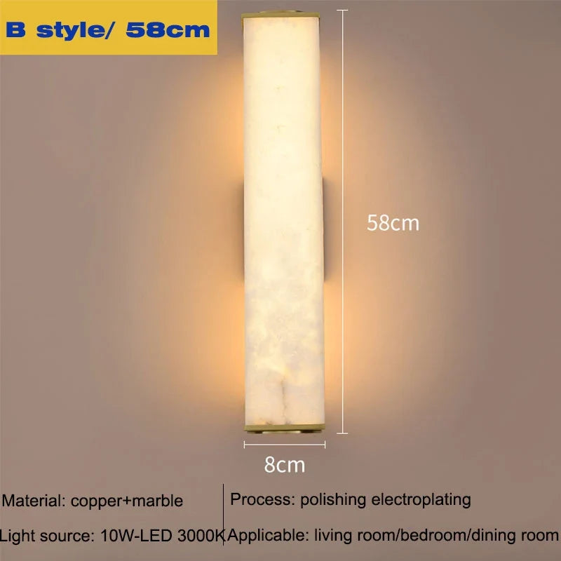 Marble and Copper LED Wall Sconce, Gold