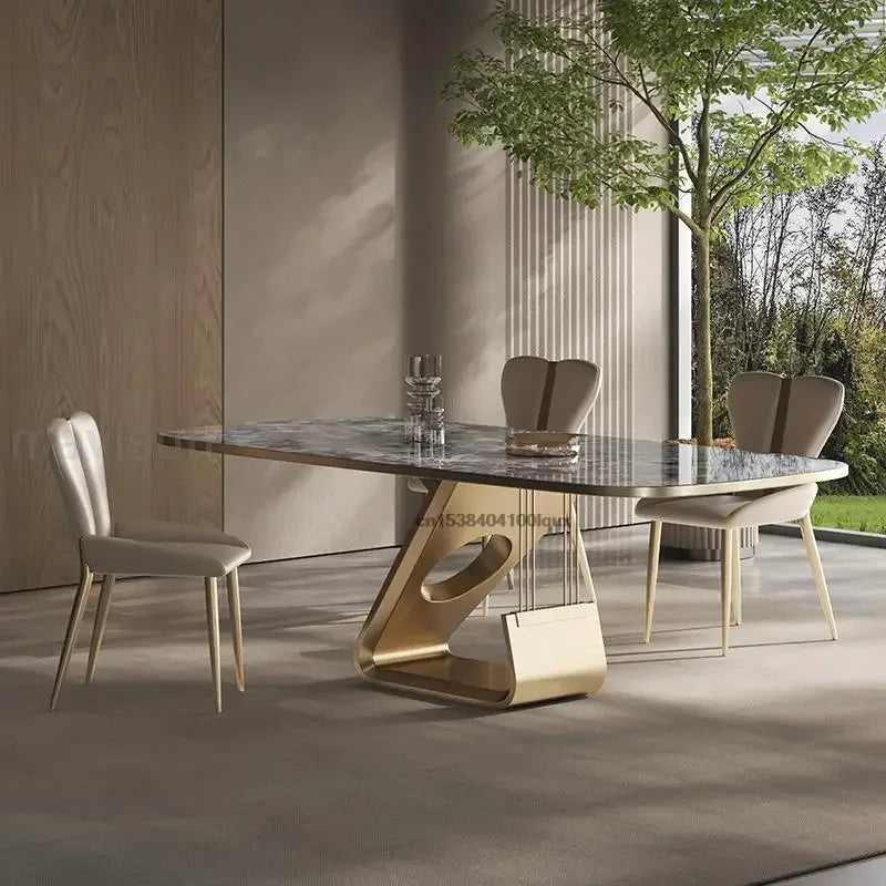 Marble dining set in modern dining room