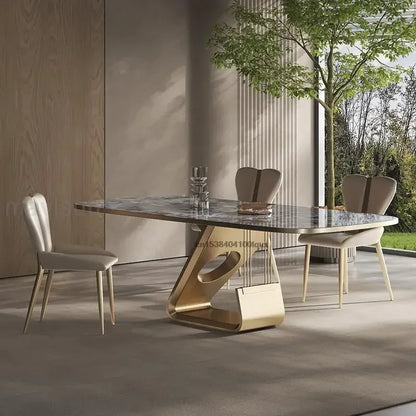 Marble dining set in modern dining room