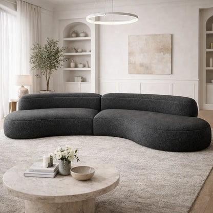L Shape Sectional Sofa, Cream White Cloud Design