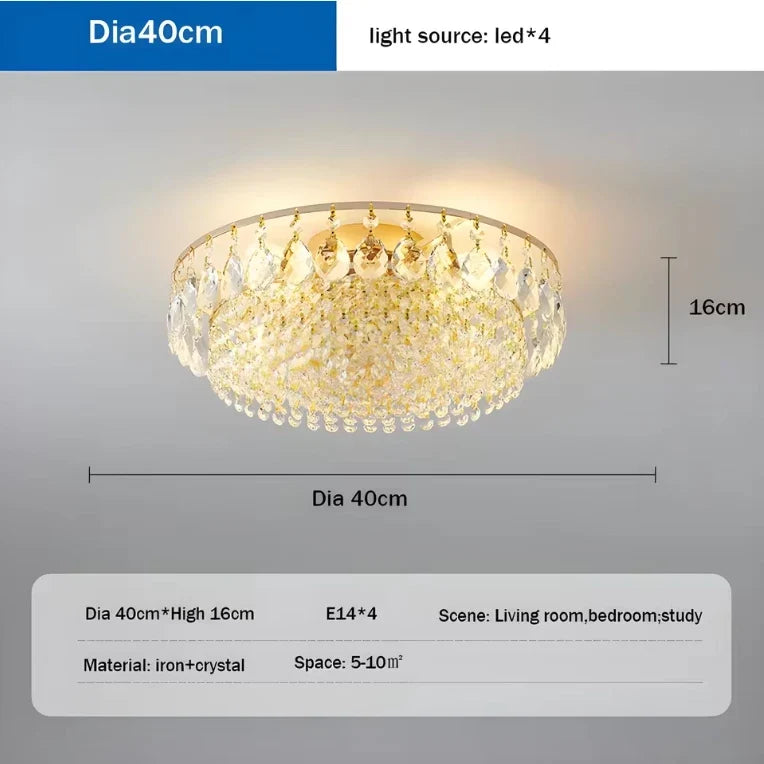Crystal LED Ceiling Chandelier, Gold