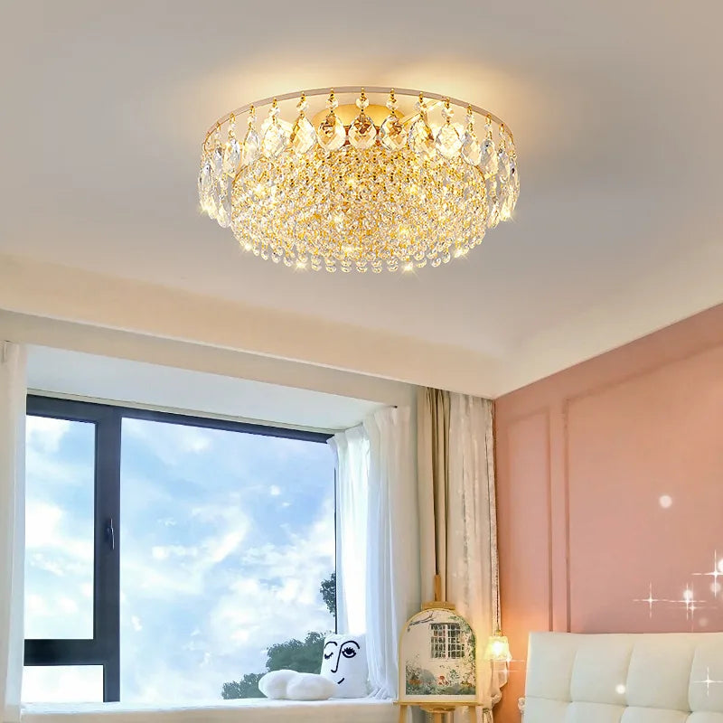 Crystal chandelier shown in the 8-light configuration