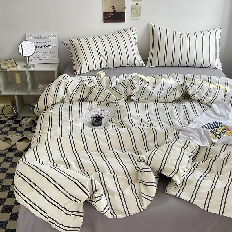 Striped Duvet Cover Set with Pillowcases