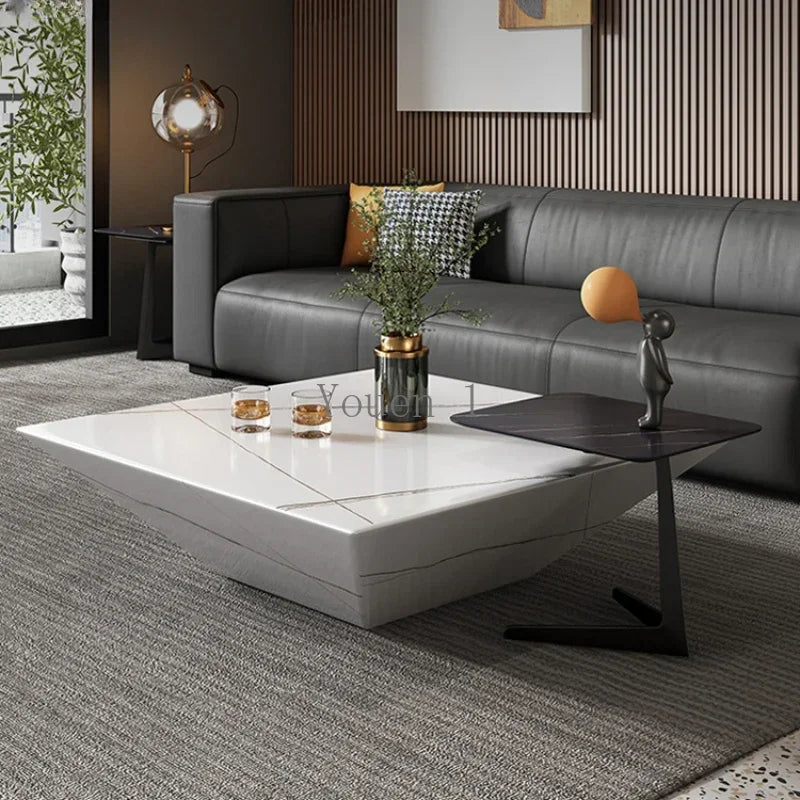 Marble corner coffee table in modern living room