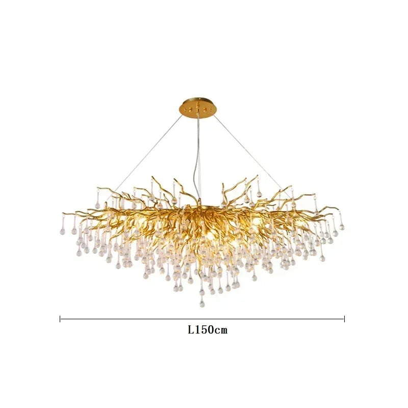 Crystal ceiling chandelier shown installed on a ceiling
