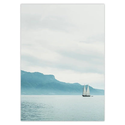 Seascape Wall Art Canvas Print, Light Blue