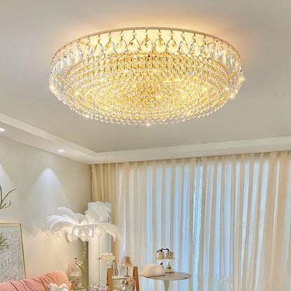 Gold crystal chandelier with LED lighting