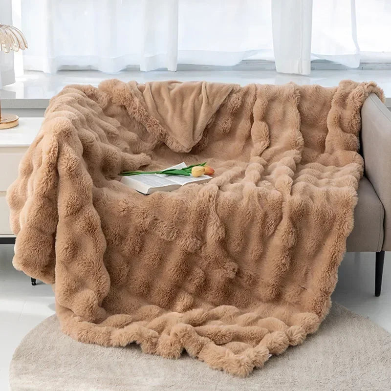 Plush Faux Fur Throw Blanket, Winter Warmth