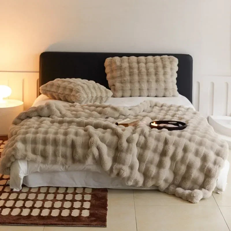 Plush Faux Fur Throw Blanket, Winter Warmth