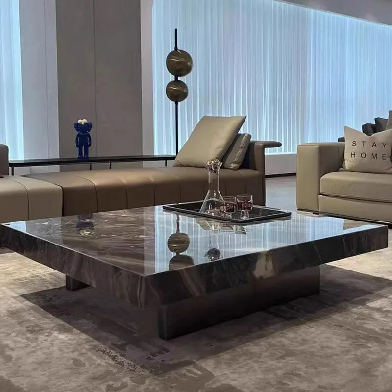 Marble top coffee table in modern living room
