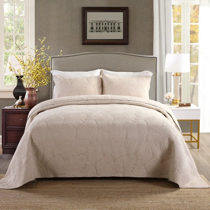 Embroidered Quilted Bedspread Set, Cotton 3 Piece