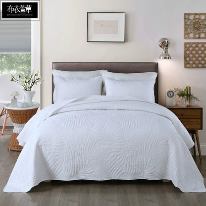 Embroidered Quilted Bedspread Set, Cotton 3 Piece