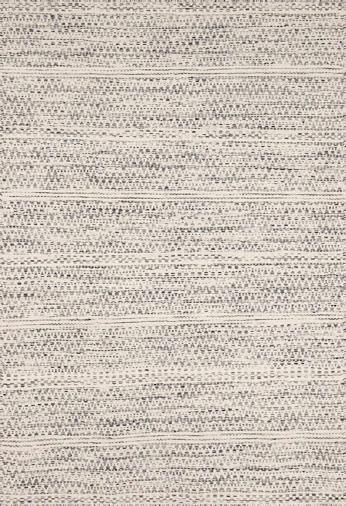 Hand Woven Wool Area Rug, Cream and Black