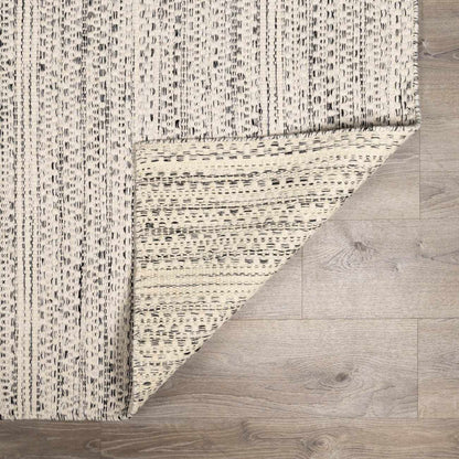Hand Woven Wool Area Rug, Cream and Black