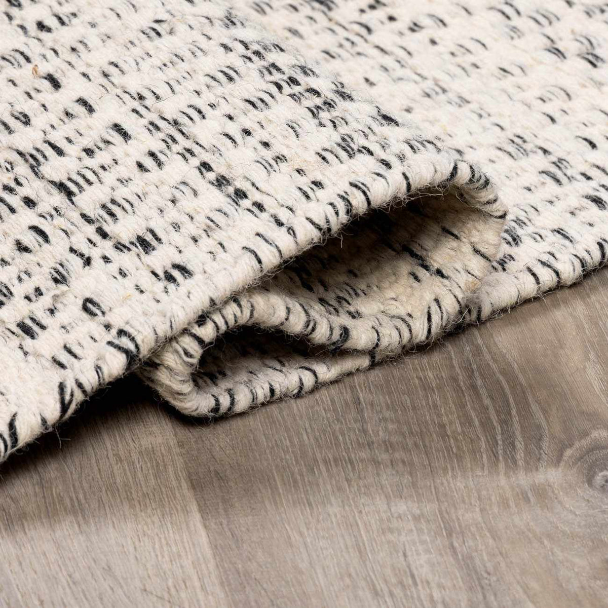 Hand Woven Wool Area Rug, Cream and Black