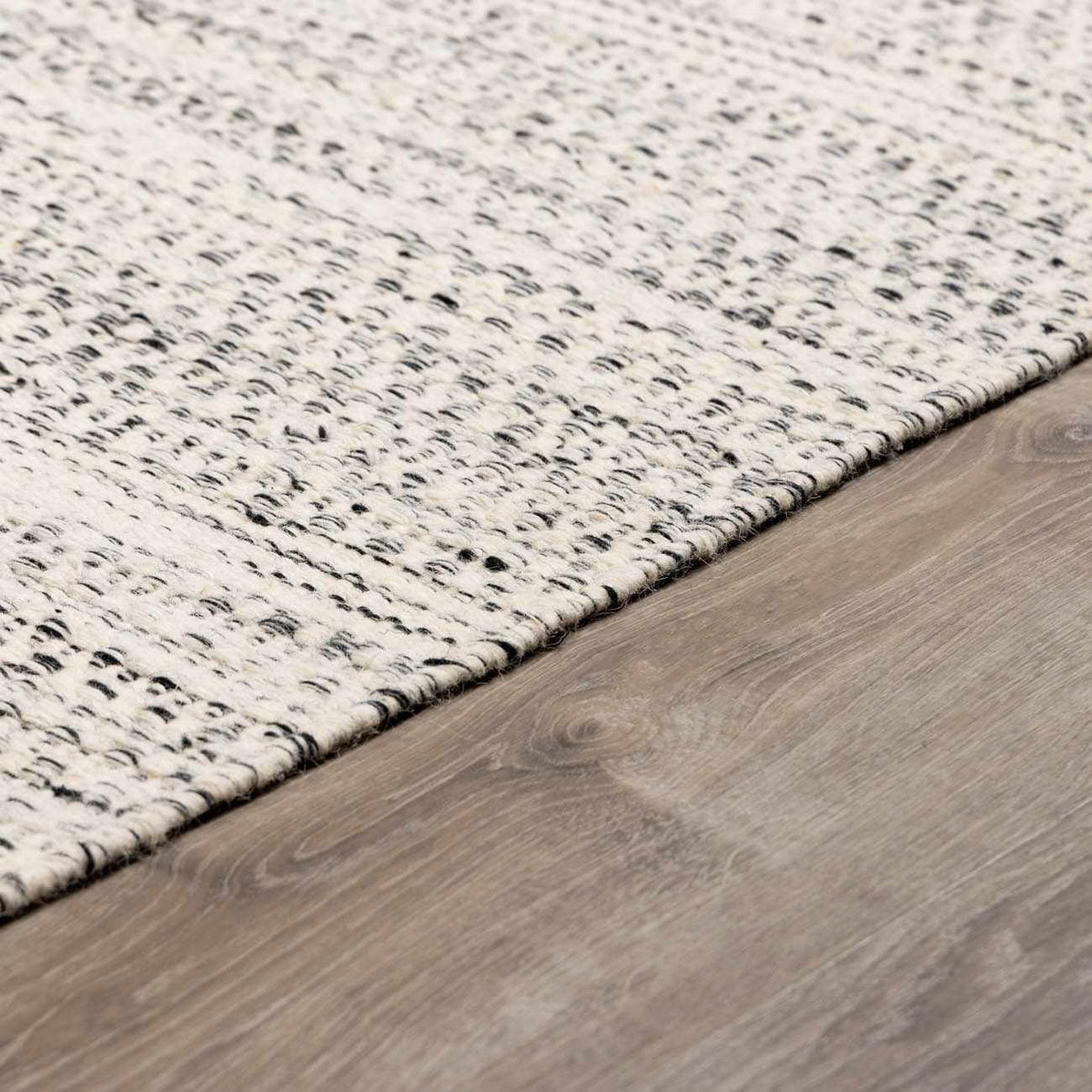 Hand Woven Wool Area Rug, Cream and Black