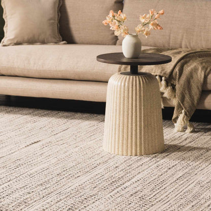 Hand Woven Wool Area Rug, Cream and Black