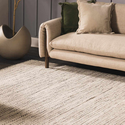 Hand Woven Wool Area Rug, Cream and Black