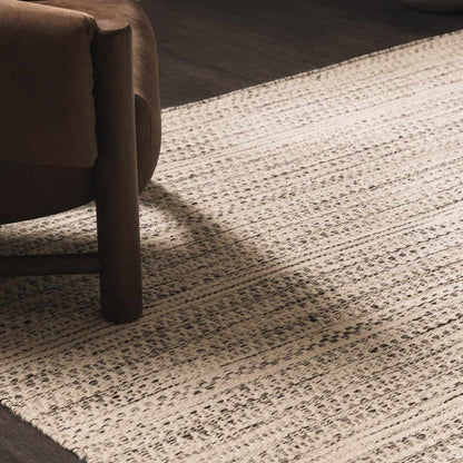 Hand Woven Wool Area Rug, Cream and Black