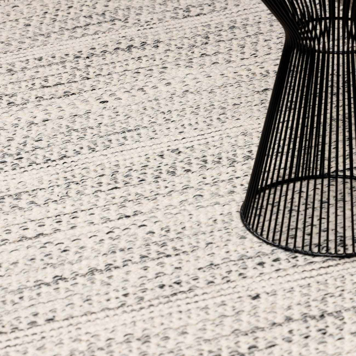 Hand Woven Wool Area Rug, Cream and Black