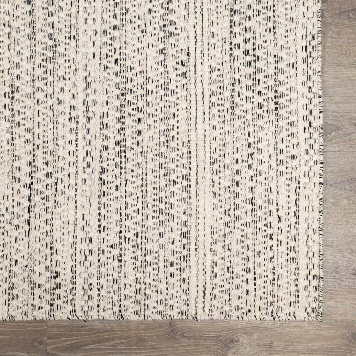 Hand Woven Wool Area Rug, Cream and Black