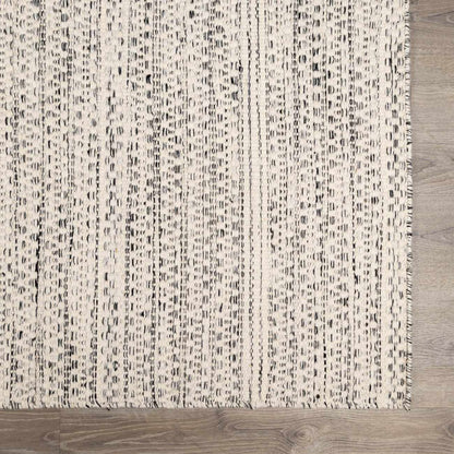 Hand Woven Wool Area Rug, Cream and Black