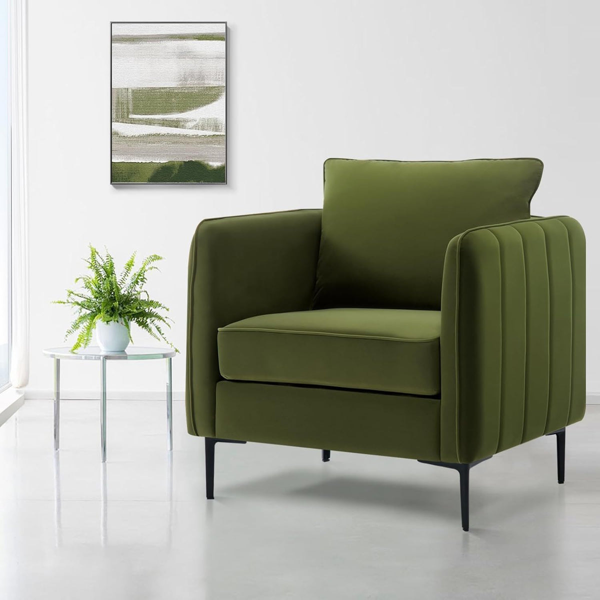 Mid-Century Accent Chair with Pillow
