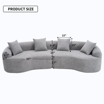 Curved 4 Seater Fabric Sofa, All-Foam Build