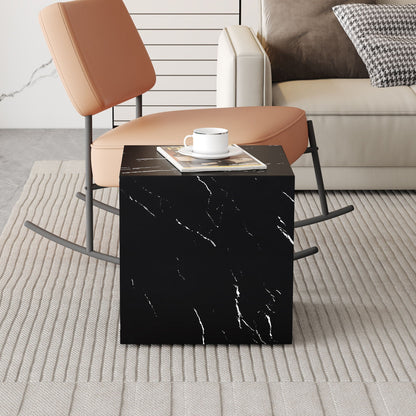 Marble Texture Cube Coffee Table, Black