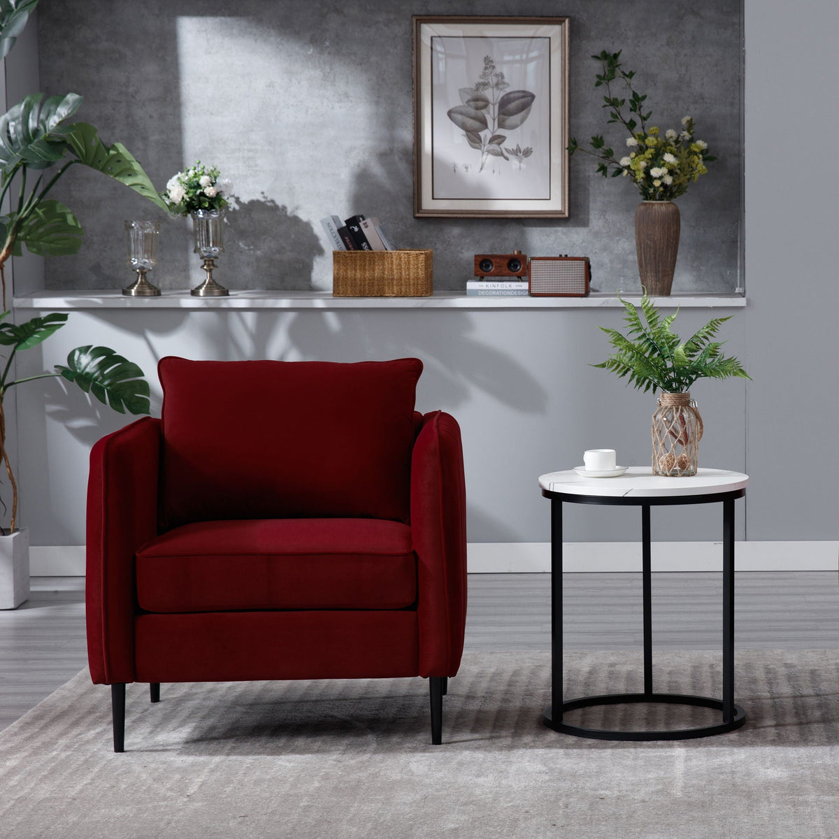 Mid-Century Accent Chair with Pillow