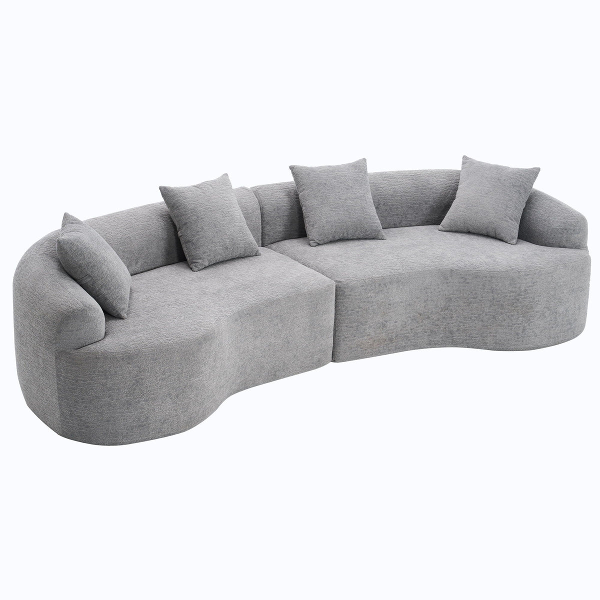 Curved 4 Seater Fabric Sofa, All-Foam Build