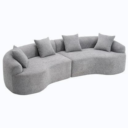 Curved 4 Seater Fabric Sofa, All-Foam Build
