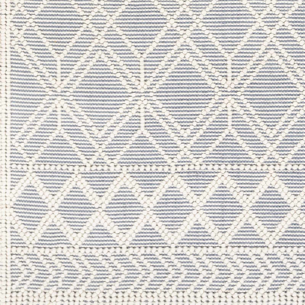 Hand Woven Trellis Area Rug, Ivory and Blue