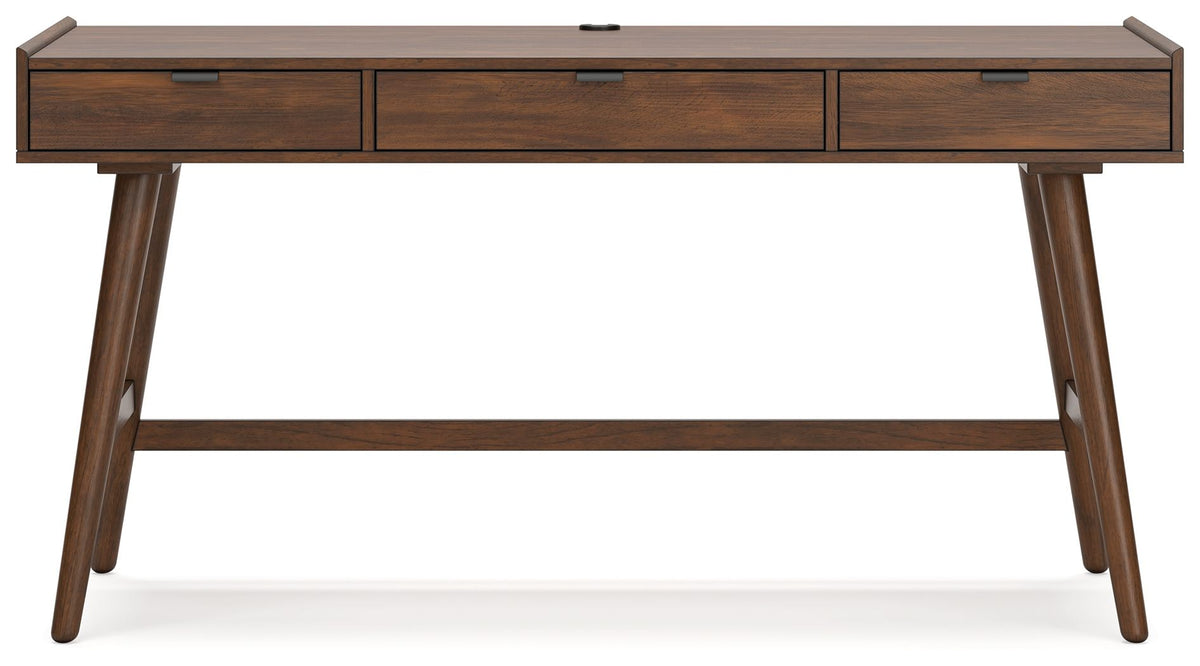 Home office writing desk shown from the back