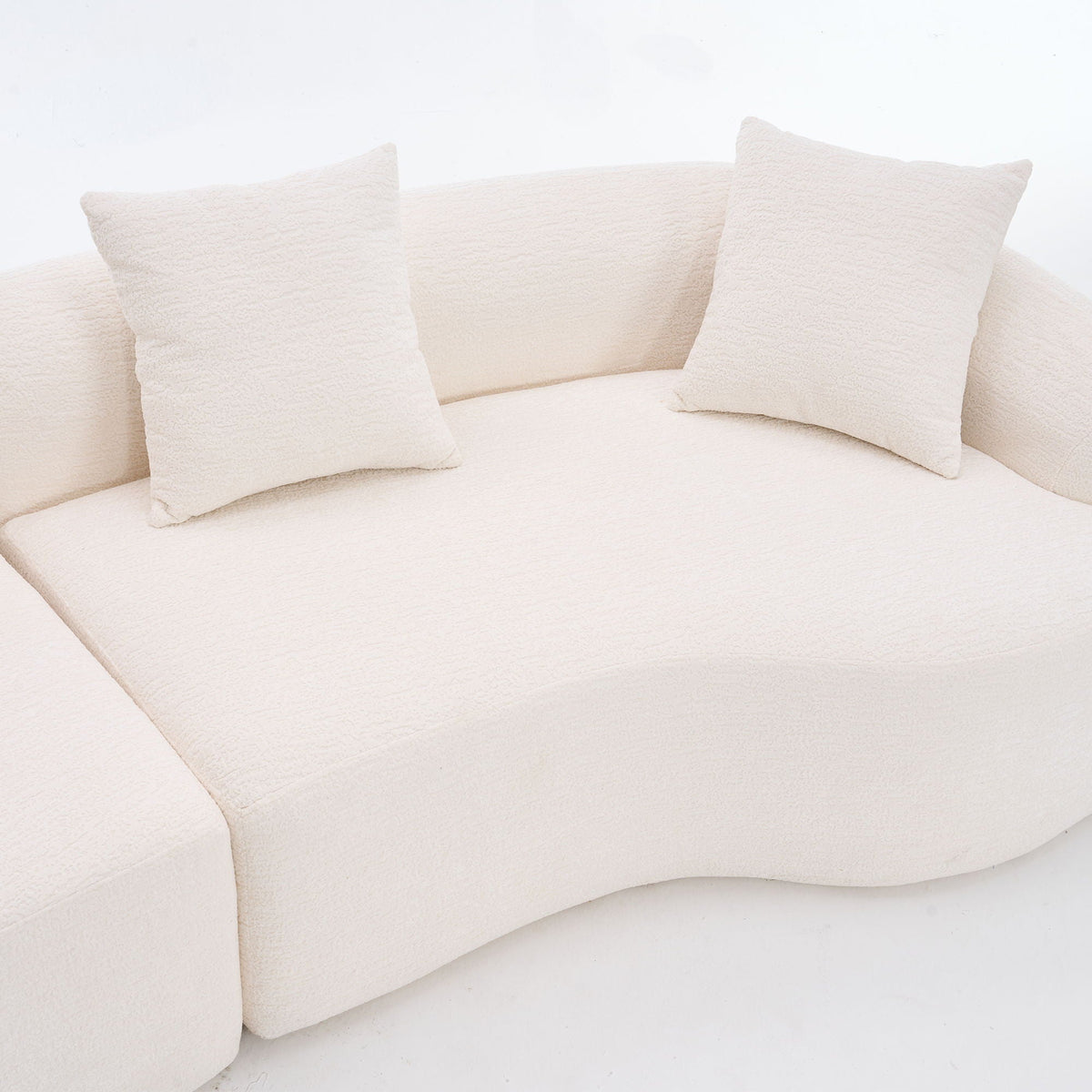 Curved 4 Seater Fabric Sofa, All-Foam Build